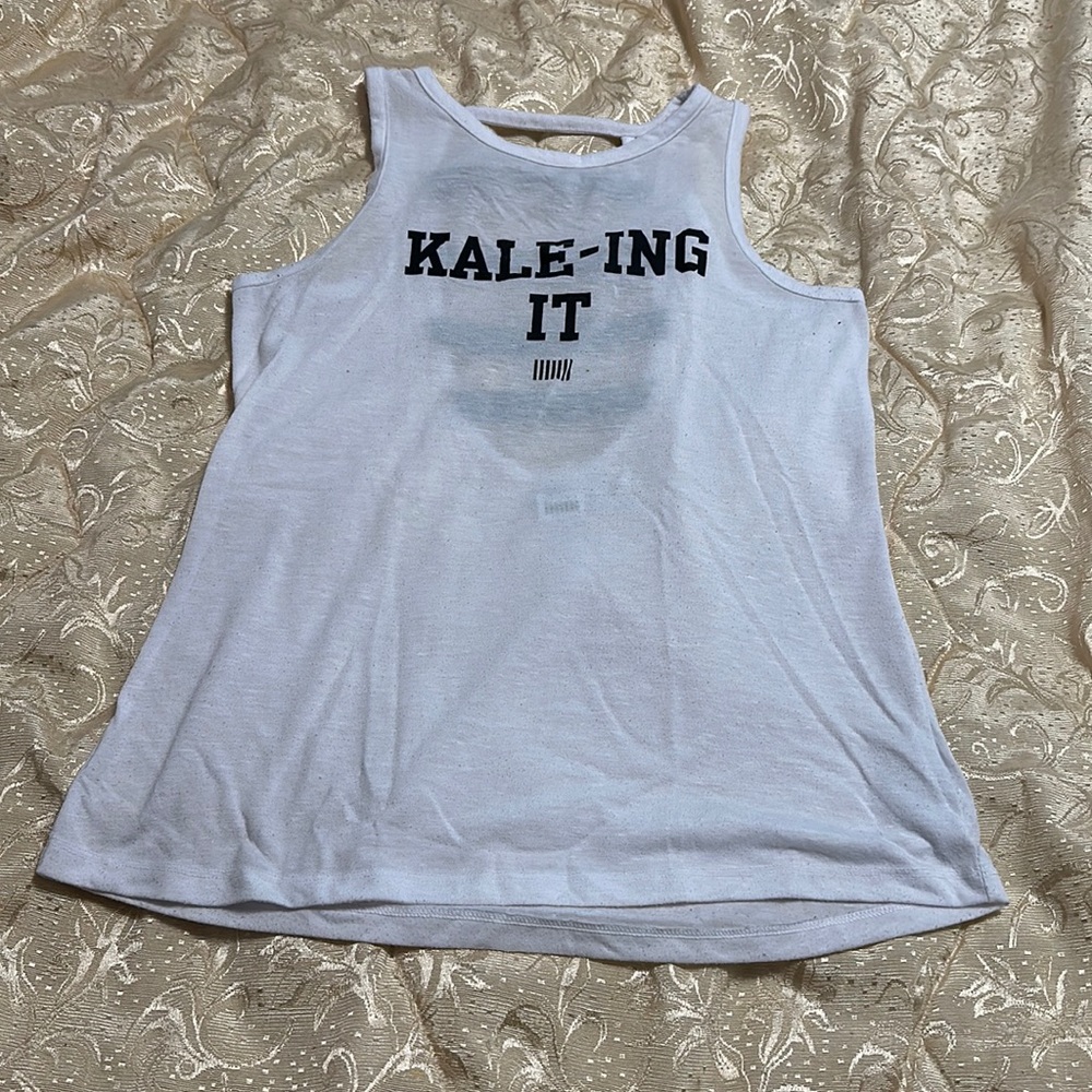 Cute White & Black Victoria’s Secret Kale-ing it Strappy Tank Top